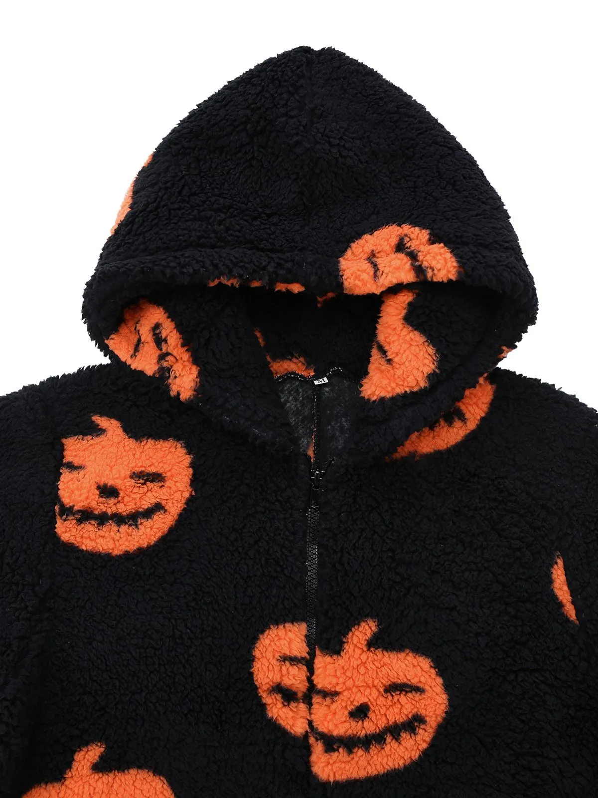 Orange 1930s Halloween Pumpkin Zipper Hooded Jumpsuit sold by Retro Stage product image thumbnail 3