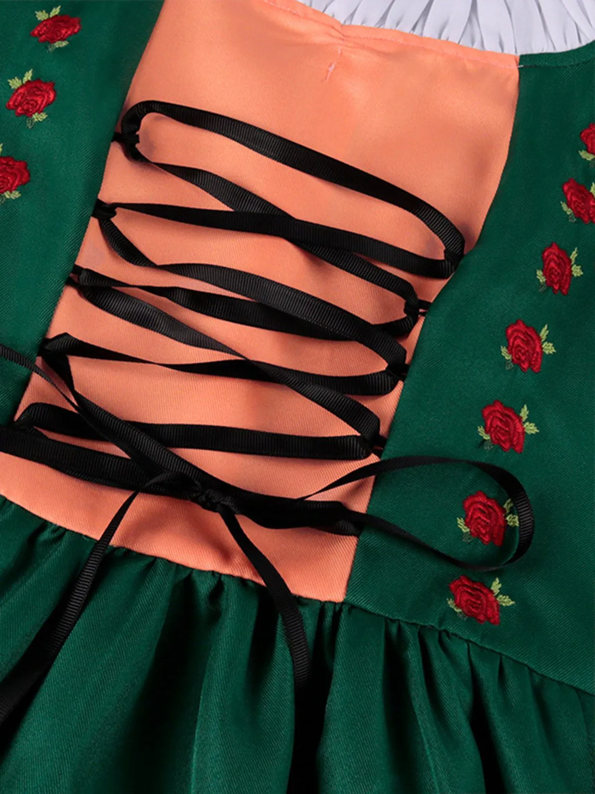 Green 1950s Floral Embroidered Ruffled Mock Two-Piece Dress sold by Retro Stage product image thumbnail 5