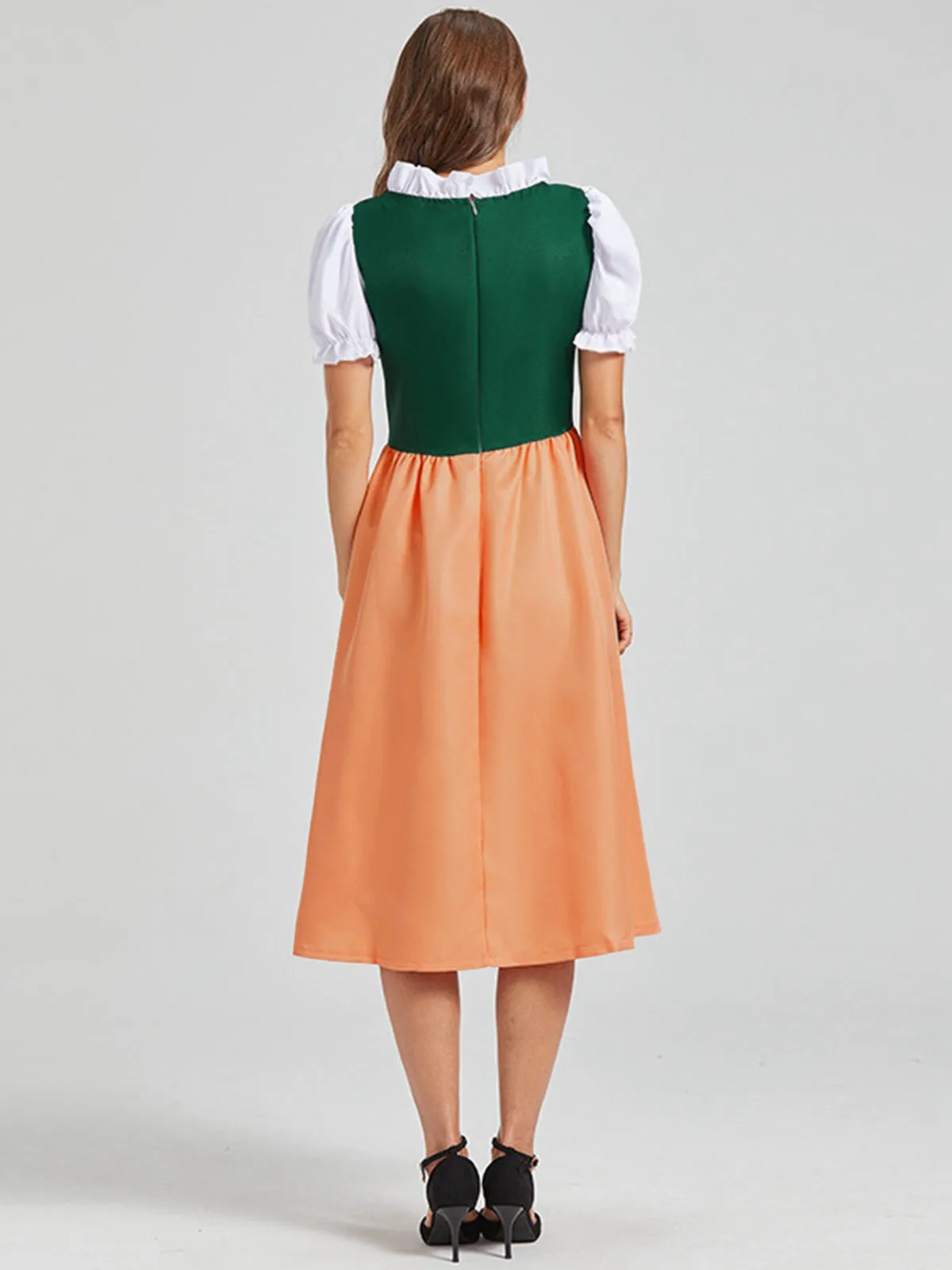 Green 1950s Floral Embroidered Ruffled Mock Two-Piece Dress sold by Retro Stage product image thumbnail 3