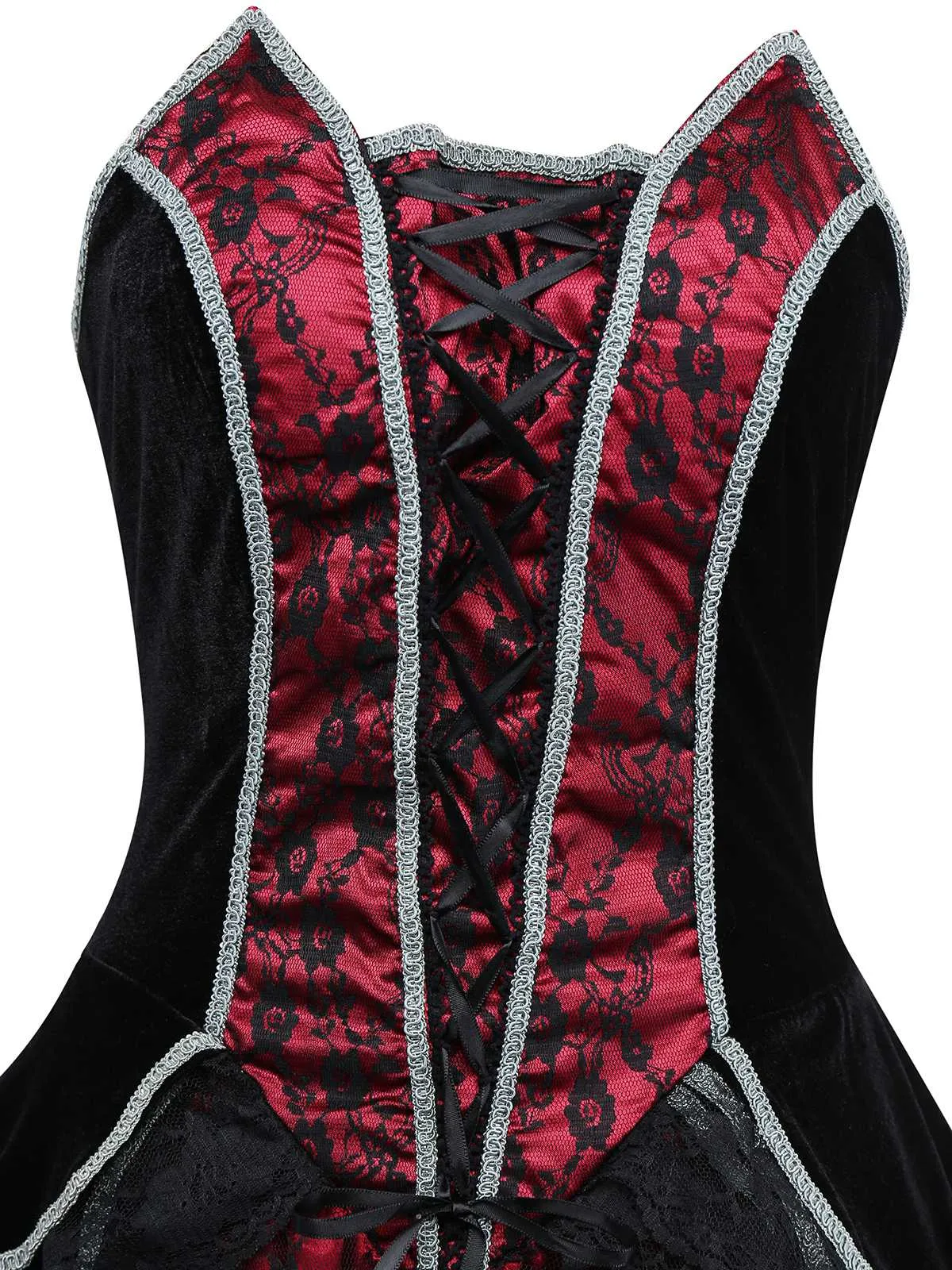 Red 1970s Bat Strapless Lace High-Low Hem Dress sold by Retro Stage product image thumbnail 3