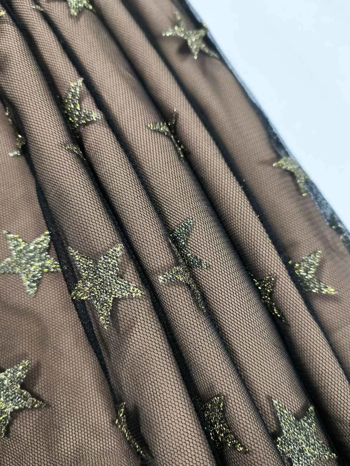 Black 1950s Gold Star Sequined Mesh Ruched Dress sold by Retro Stage product image thumbnail 4