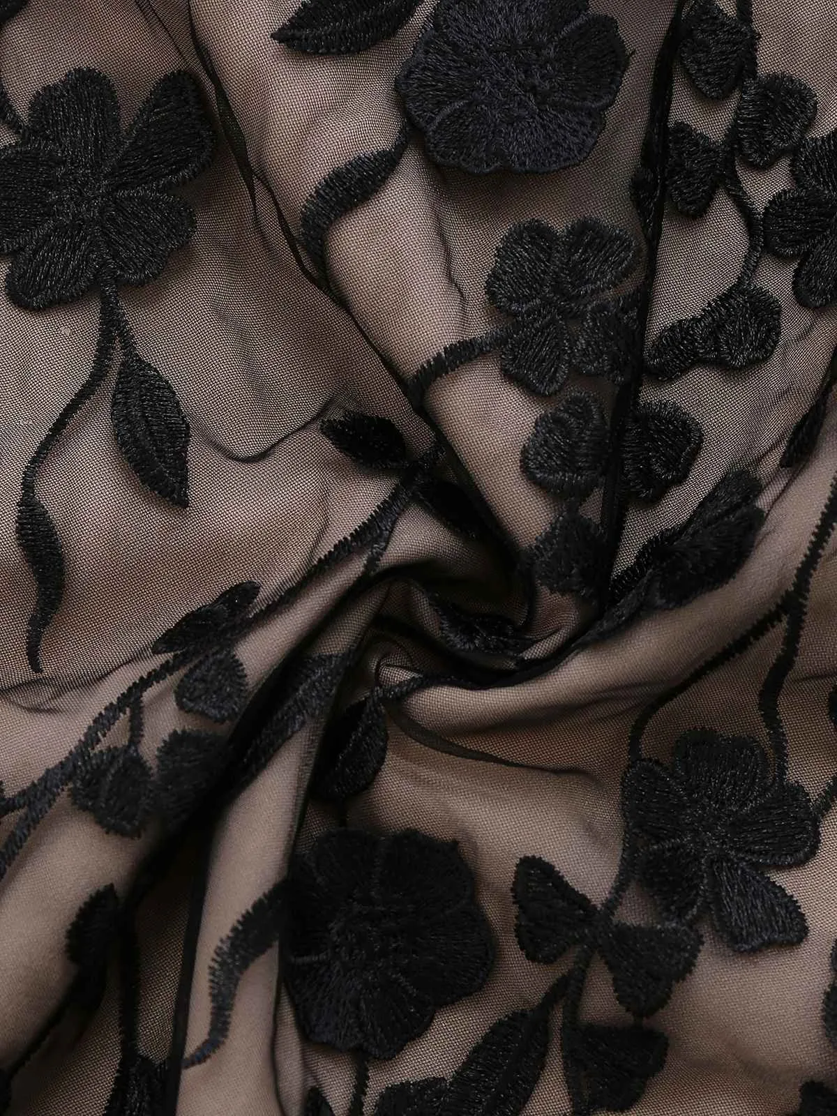 Black 1950s Bandeau Mesh 3D-Floral Patchwork Dress sold by Retro Stage product image thumbnail 5