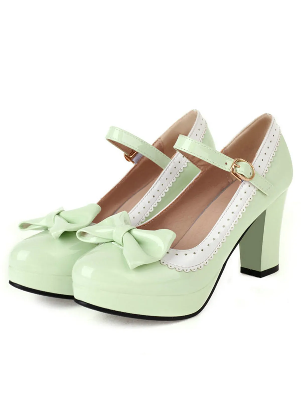 Bowknot Chunky Heels Mary Jane Shoes sold by Retro Stage