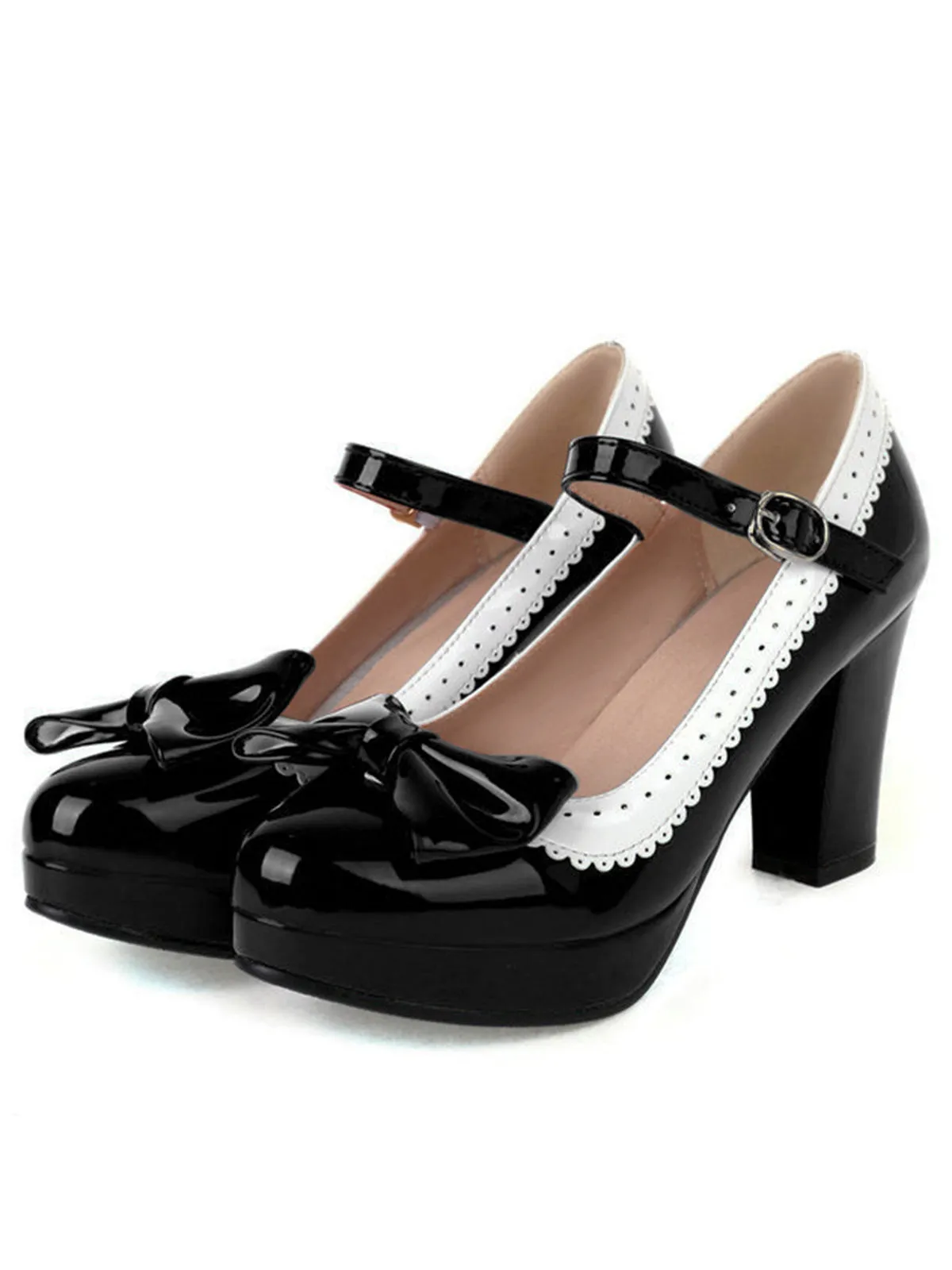 Bowknot Chunky Heels Mary Jane Shoes sold by Retro Stage product image thumbnail 4