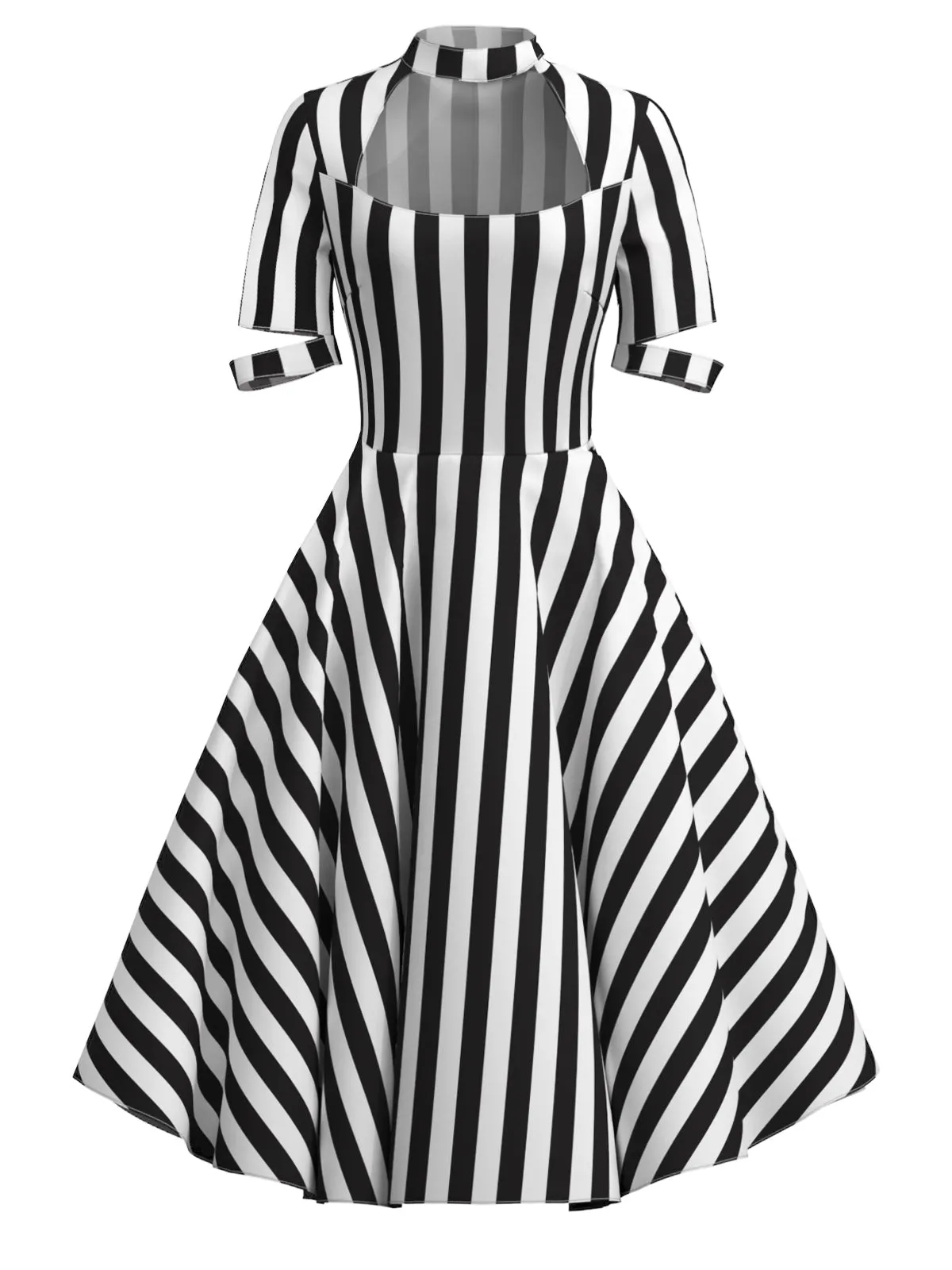 1950s Halloween Striped Hollow Collar Dress sold by Retro Stage product image thumbnail 4