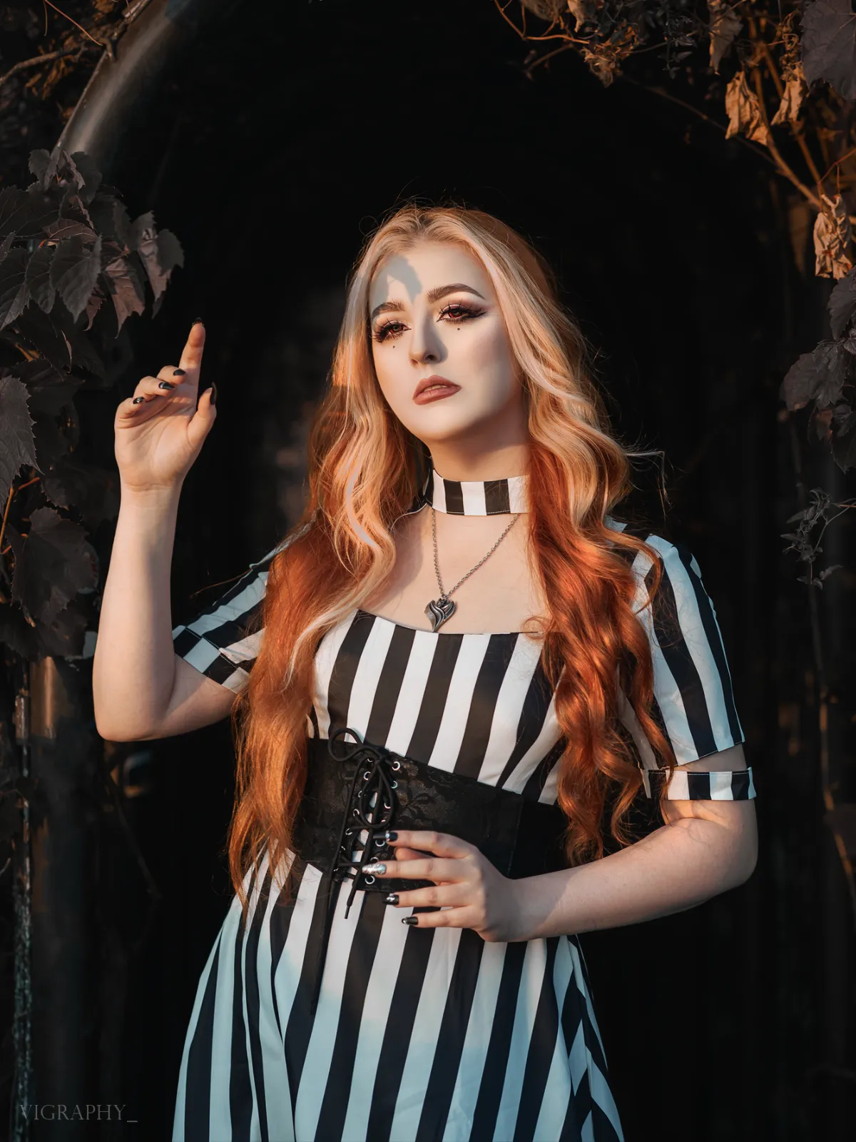 1950s Halloween Striped Hollow Collar Dress sold by Retro Stage product image thumbnail 2