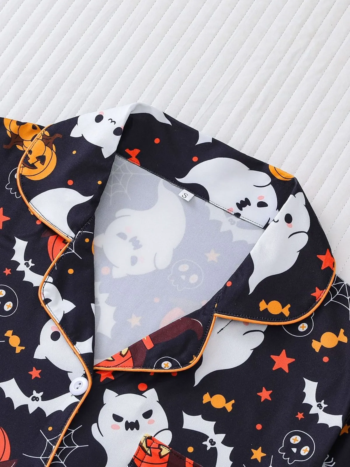 Black 1950s Halloween Print Notched Collar Pajama Set sold by Retro Stage product image thumbnail 3