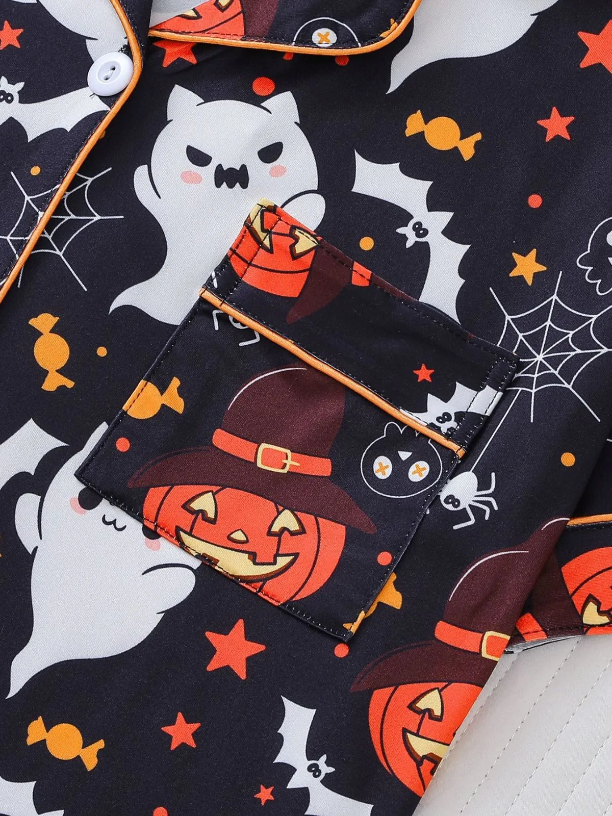 Black 1950s Halloween Print Notched Collar Pajama Set sold by Retro Stage product image thumbnail 4