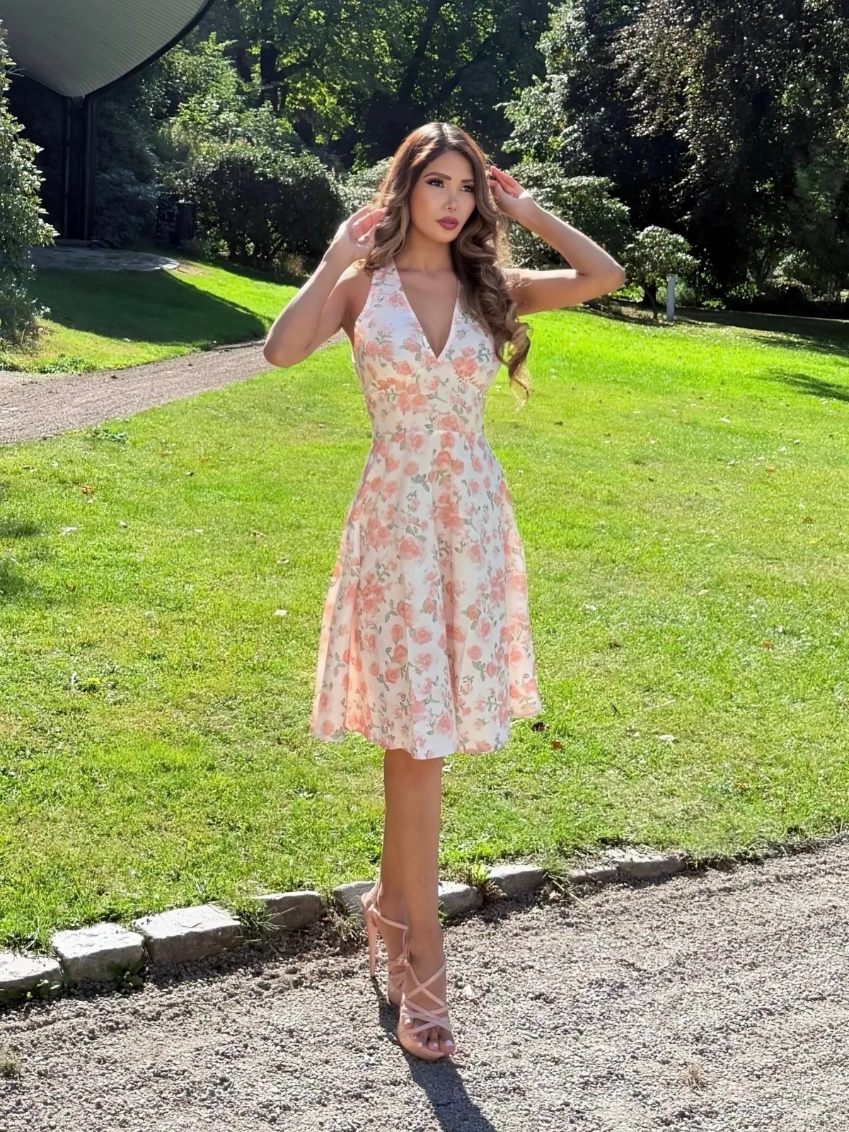 Orange 1950s Floral V-Neck Dress sold by Retro Stage