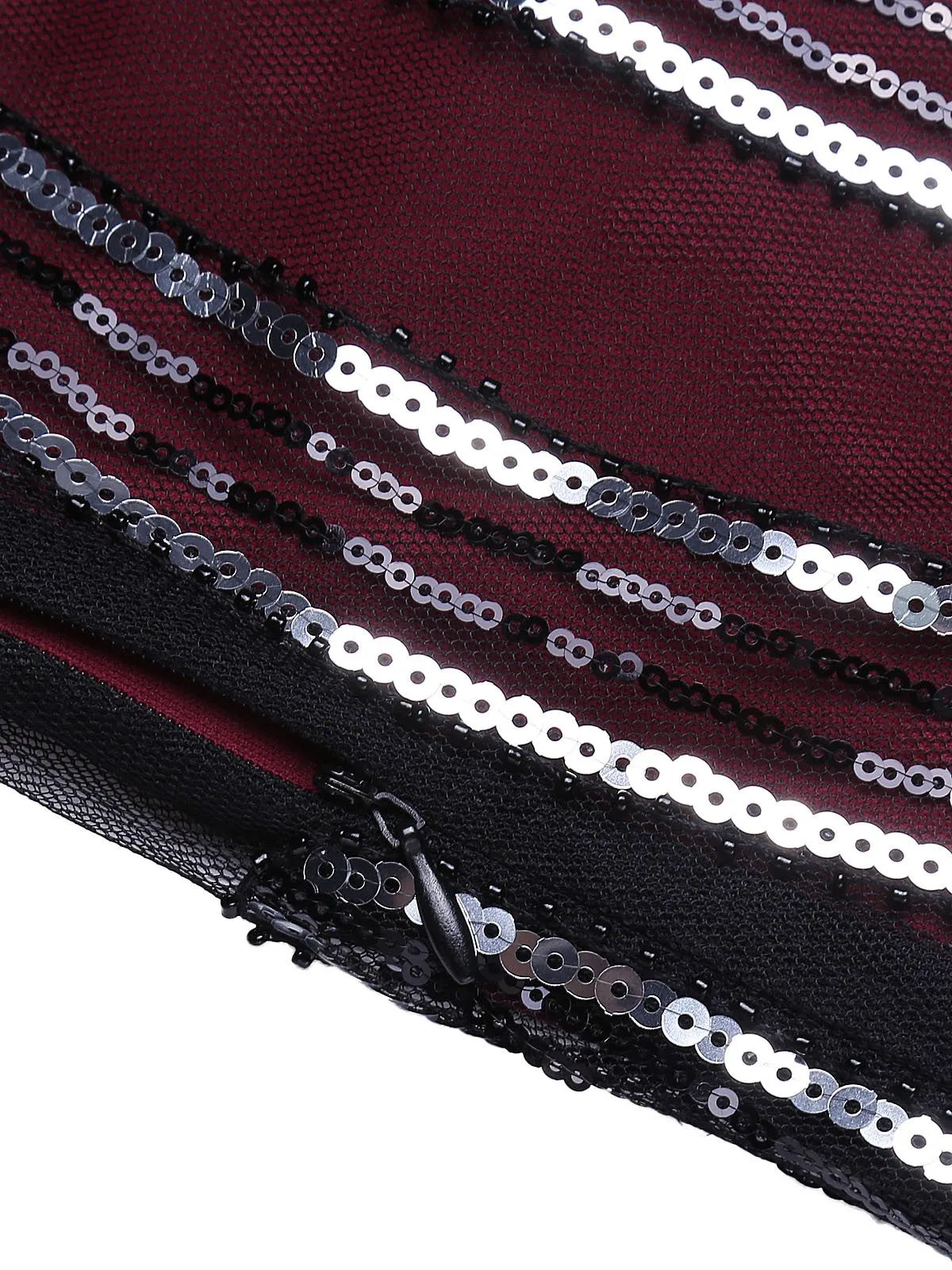 Wine Red 1920s Peacock Flapper Dress sold by Retro Stage product image thumbnail 5