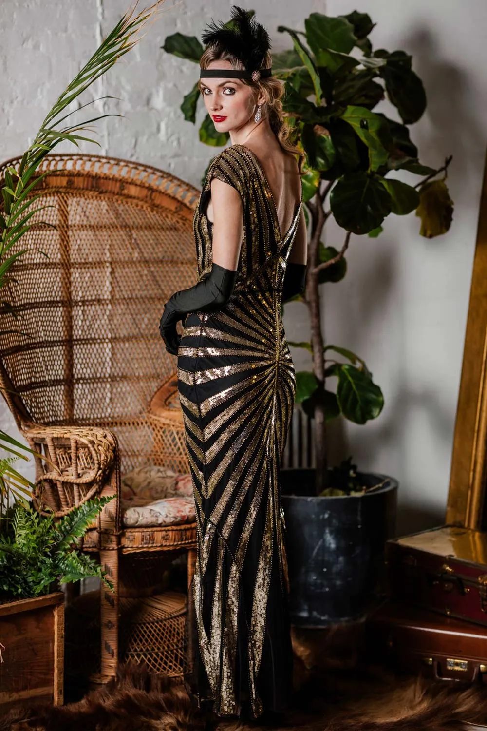 1920s Sequin Art Deco Maxi Dress sold by Retro Stage product image thumbnail 5
