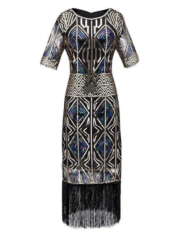 1920s Sequin Fringed flapper Dress sold by Retro Stage