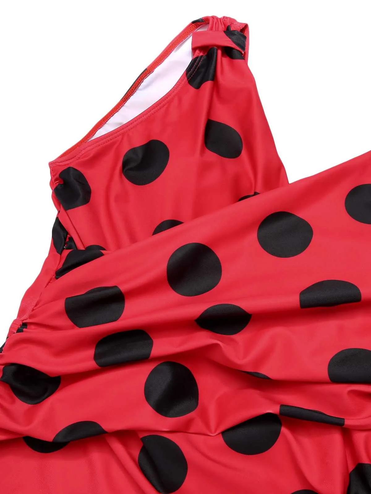 Red 1950s Polka Dots One-Piece Swimsuit sold by Retro Stage product image thumbnail 5