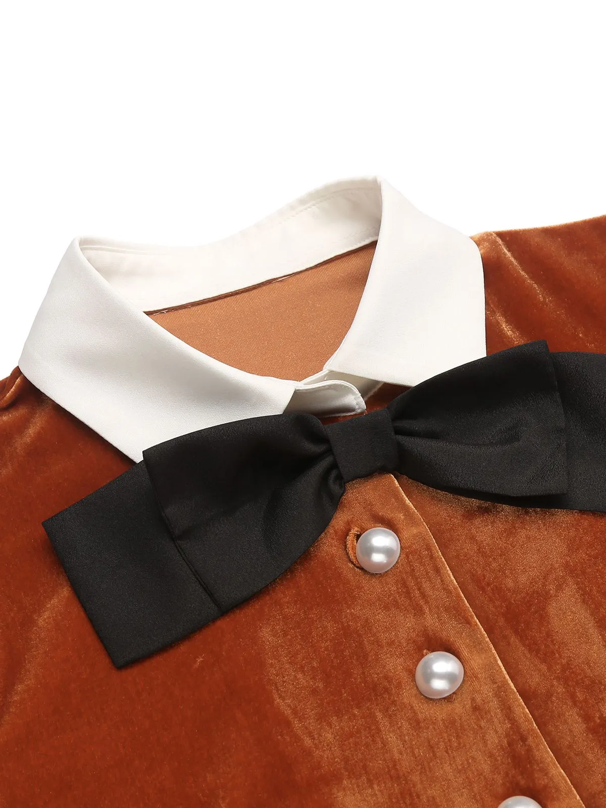 Orange 1930s Belted Velvet Work Dress sold by Retro Stage product image thumbnail 4
