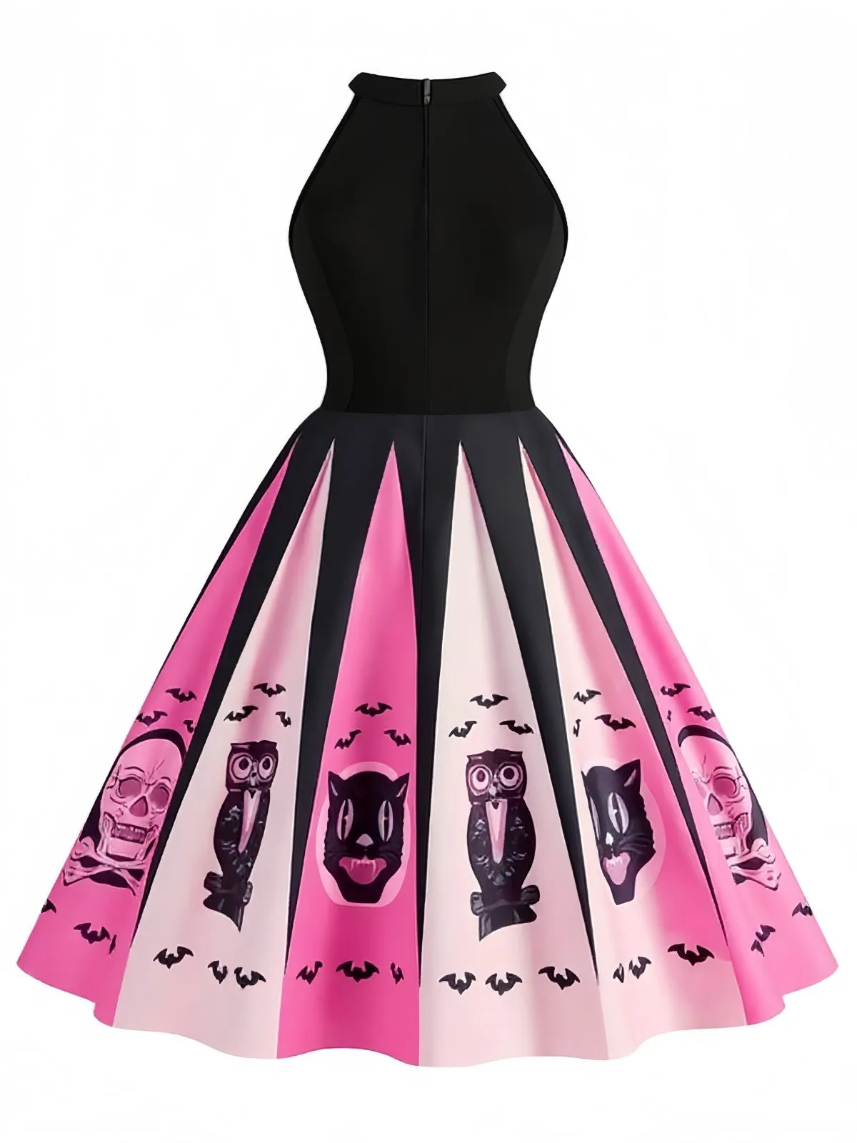 Black&Pink 1950s Halloween Spooky Print Swing Dress sold by Retro Stage product image thumbnail 2