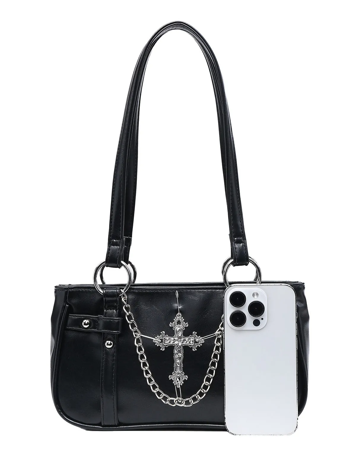 Vintage Black Cross Chain Shoulder Bag sold by Retro Stage product image thumbnail 2
