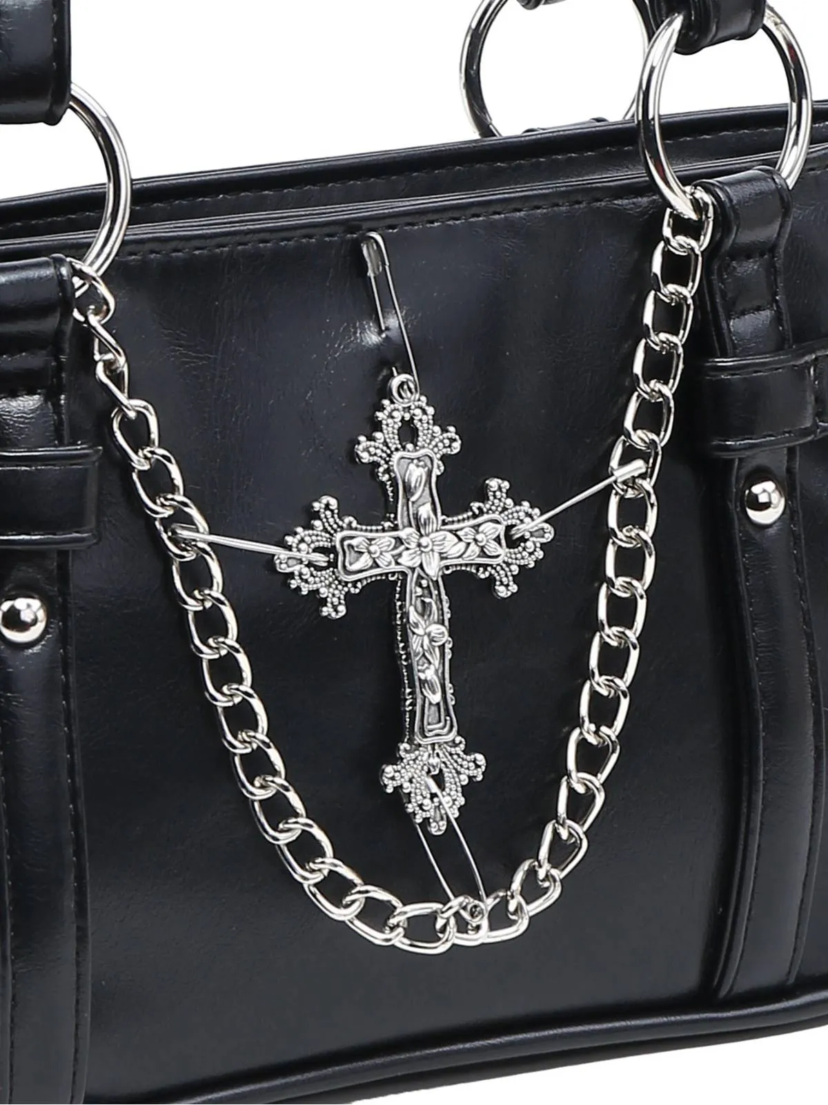 Vintage Black Cross Chain Shoulder Bag sold by Retro Stage product image thumbnail 5