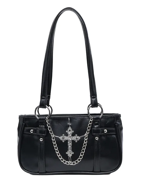 Vintage Black Cross Chain Shoulder Bag sold by Retro Stage