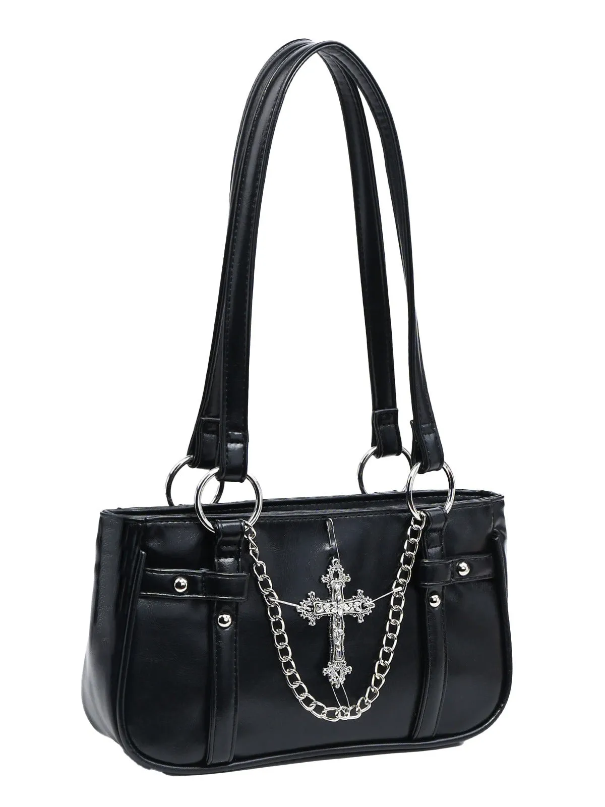 Vintage Black Cross Chain Shoulder Bag sold by Retro Stage product image thumbnail 3