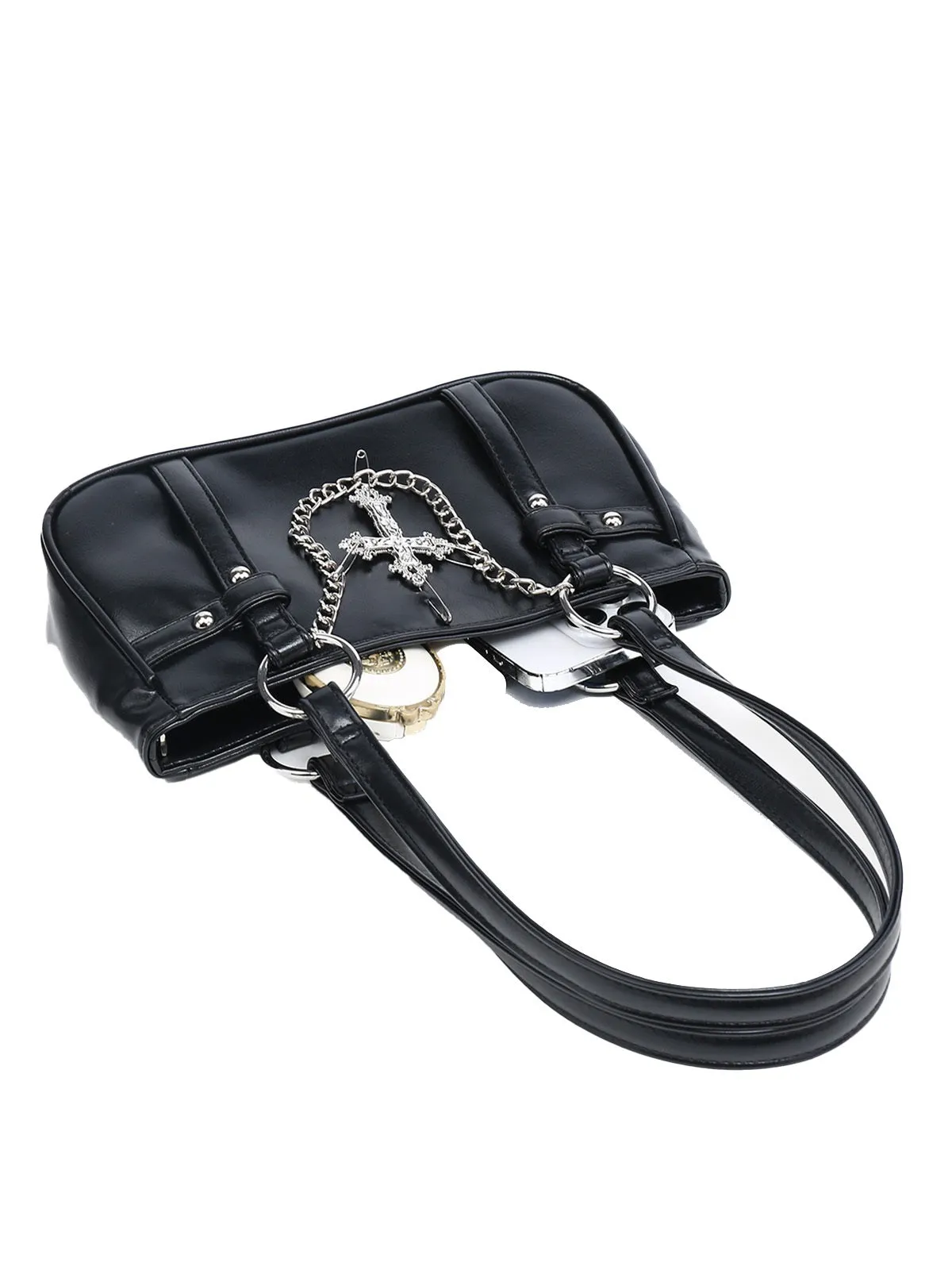 Vintage Black Cross Chain Shoulder Bag sold by Retro Stage product image thumbnail 4