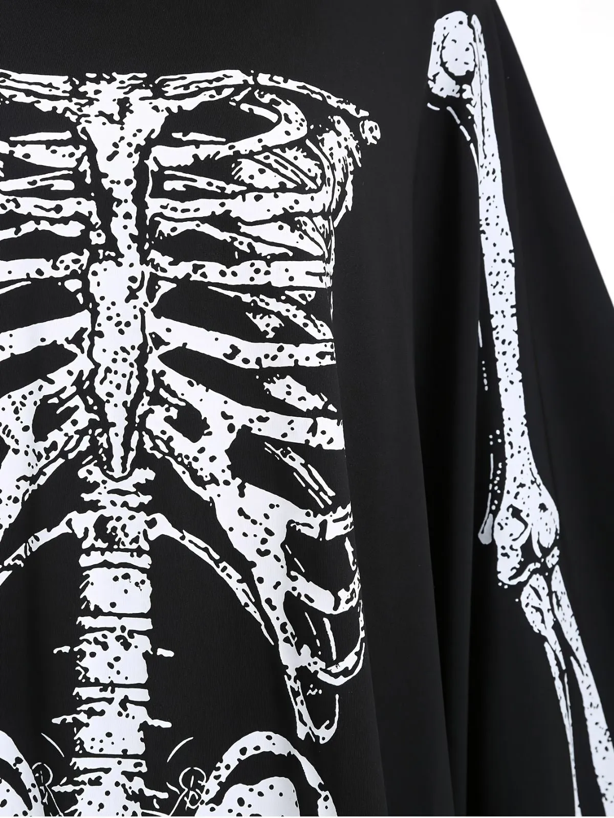1970s Halloween Skeleton Bone Print Hooded Cape sold by Retro Stage product image thumbnail 3