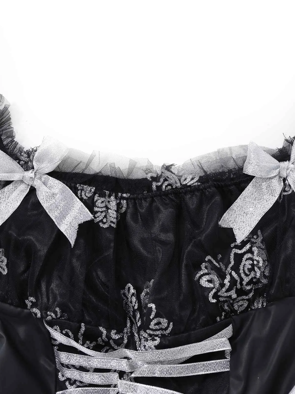 Black 1970s Vampire Bride Off-Shoulder Mesh Dress sold by Retro Stage product image thumbnail 5