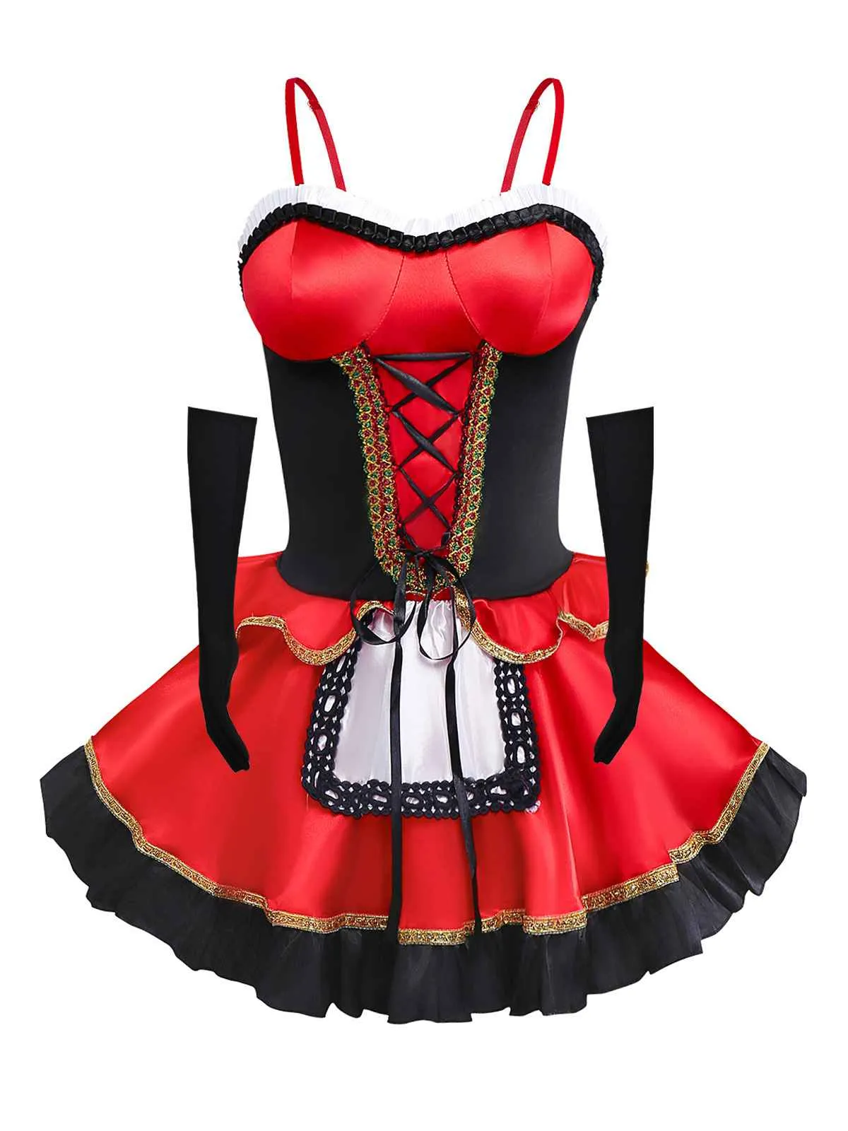 2PCS Red 1970s Riding Hood Costume Cape With Corset Dress sold by Retro Stage product image thumbnail 2