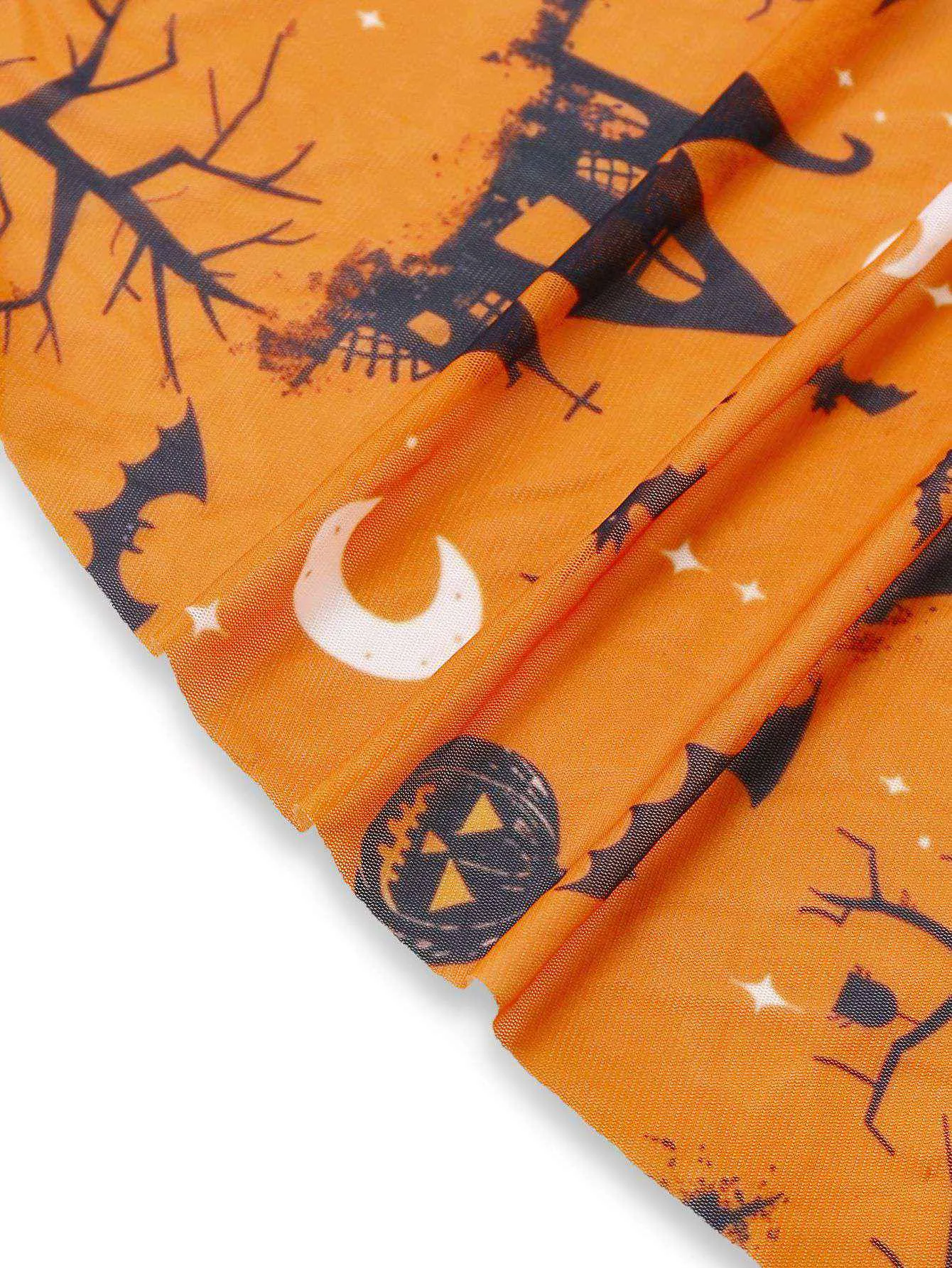 Orange 1970s Halloween Pumpkin Print Lace Halter Nightgown sold by Retro Stage product image thumbnail 5