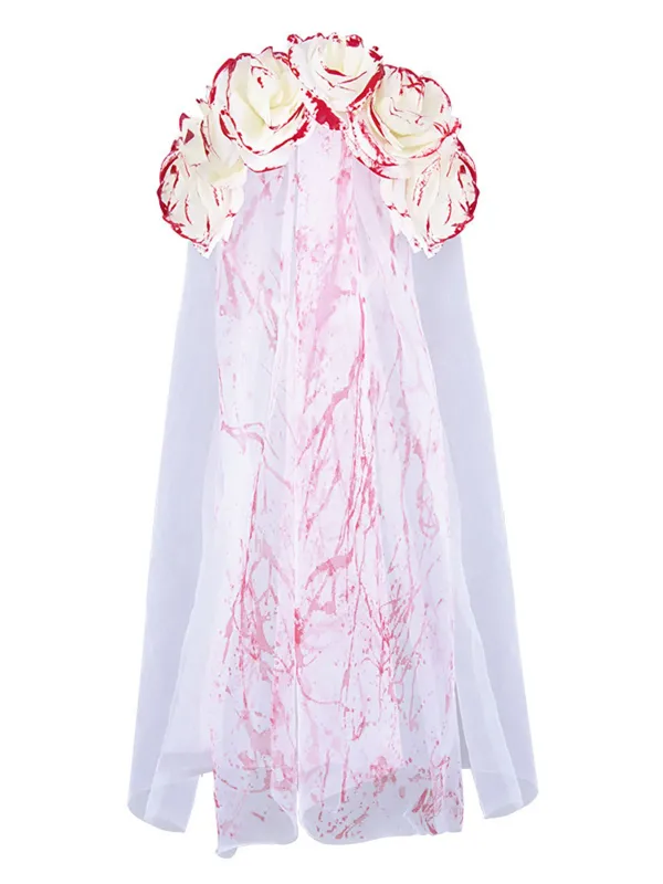 Halloween Blood Rose Ghost Bride Tulle Veil sold by Retro Stage