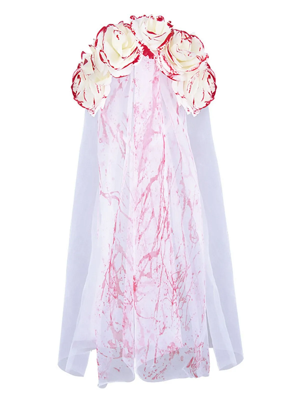 Halloween Blood Rose Ghost Bride Tulle Veil sold by Retro Stage