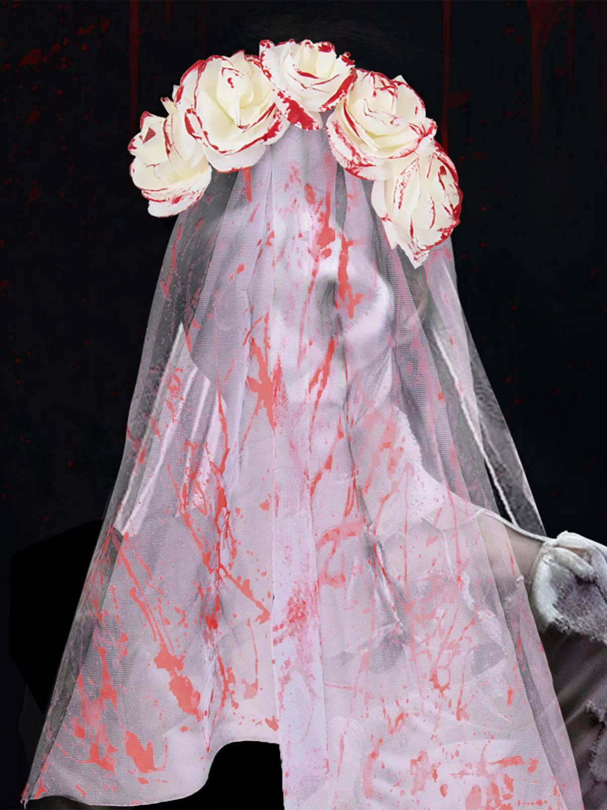 Halloween Blood Rose Ghost Bride Tulle Veil sold by Retro Stage product image thumbnail 2