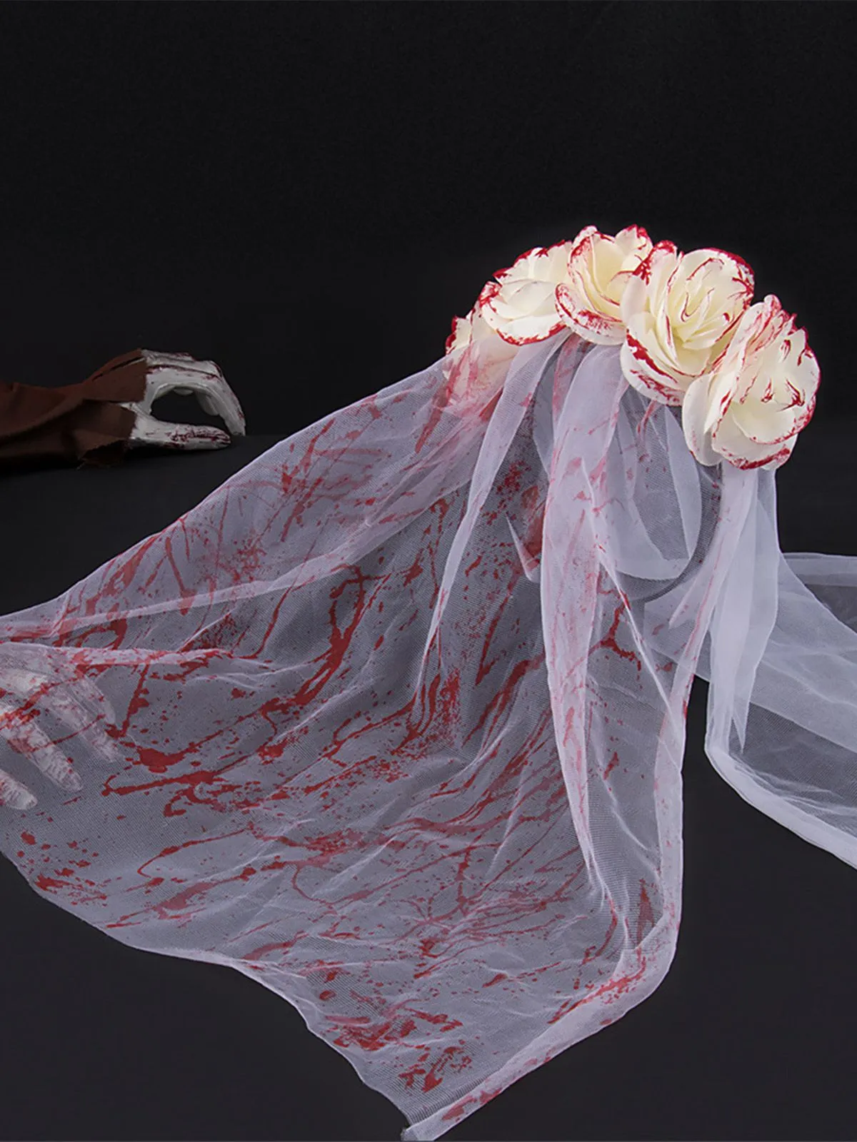 Halloween Blood Rose Ghost Bride Tulle Veil sold by Retro Stage product image thumbnail 4