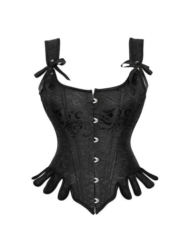 Black 1980s Jacquard Brocade Gothic Corset sold by Retro Stage