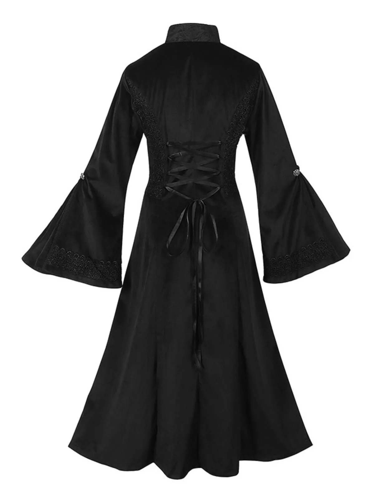 Black 1950s Gothic Lapel Bell Sleeve Lace Coat sold by Retro Stage product image thumbnail 2