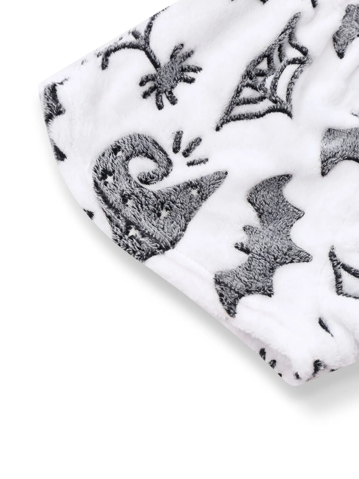 2PCS White 1970s Glowing Halloween Spider Flannel Pajama Set sold by Retro Stage product image thumbnail 5