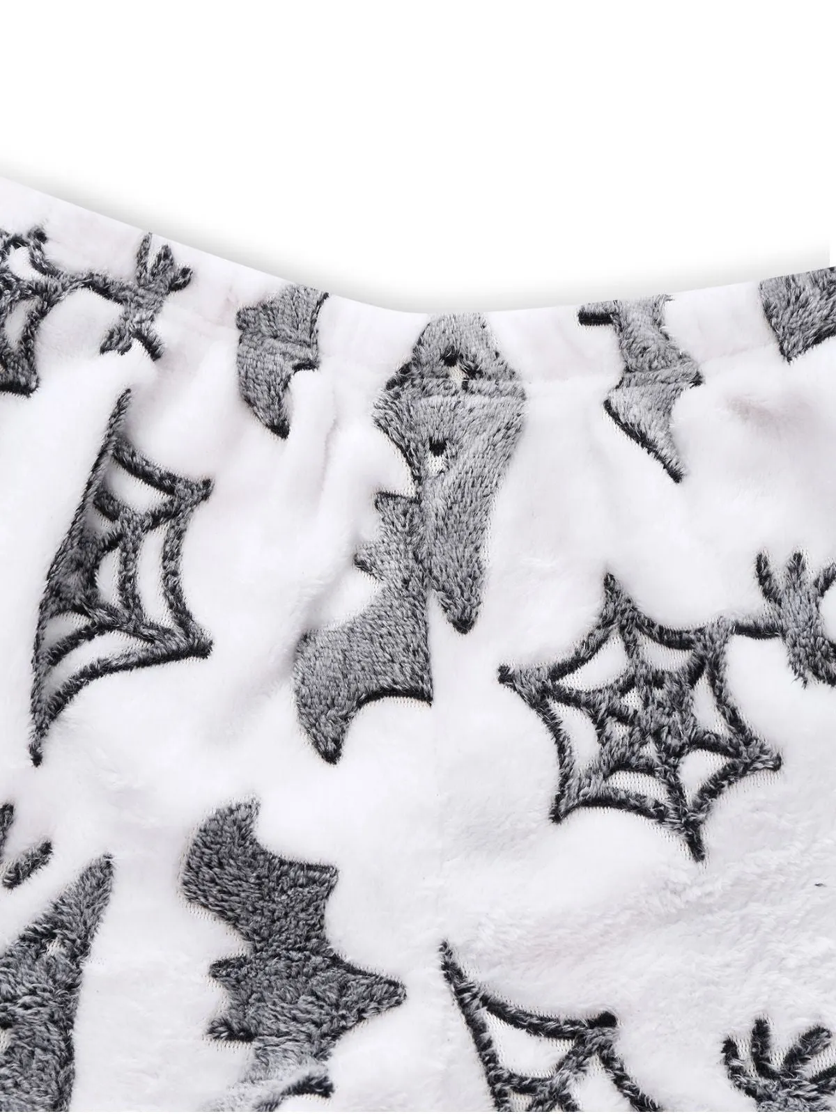 2PCS White 1970s Glowing Halloween Spider Flannel Pajama Set sold by Retro Stage product image thumbnail 4