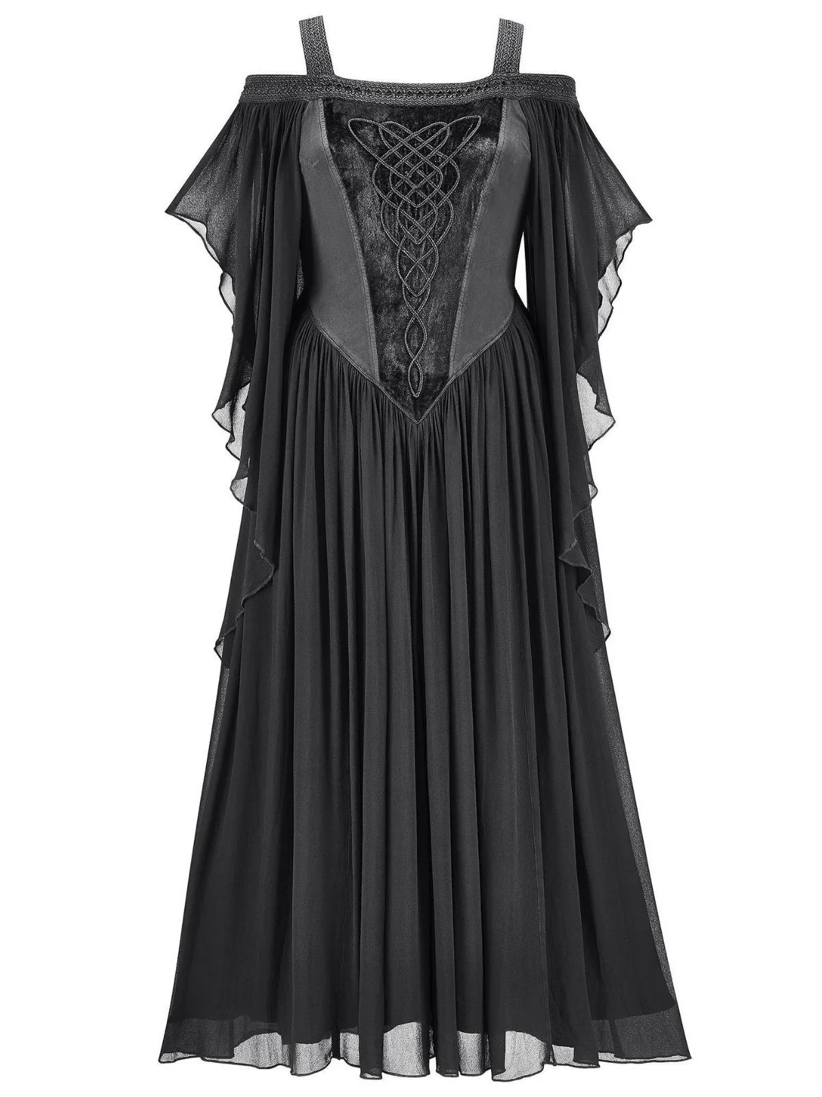 1950s Solid Velvet Mesh Cold Shoulder Dress sold by Retro Stage