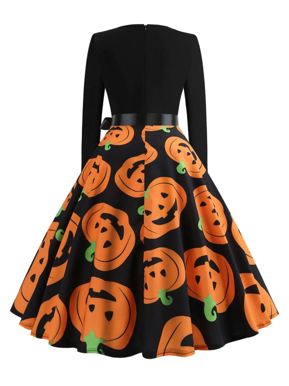 1950s Halloween Pumpkin Spiderweb Petal Neck Dress sold by Retro Stage product image thumbnail 2