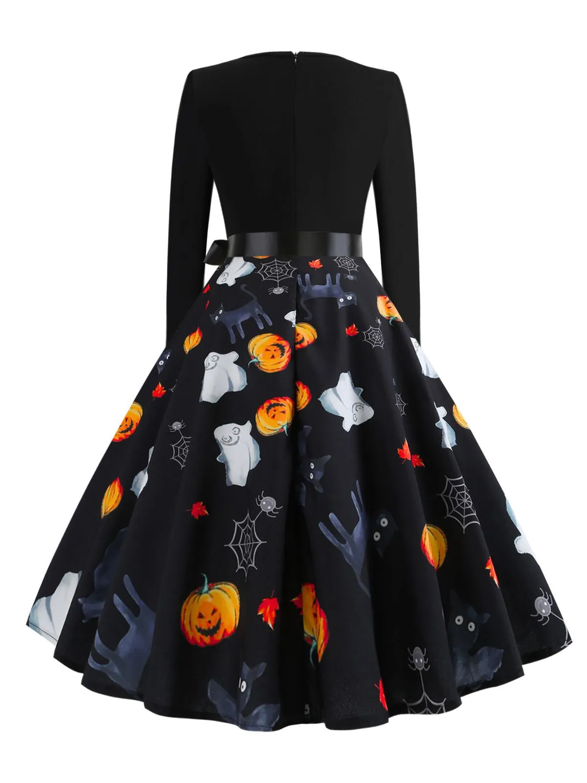 1950s Halloween Pumpkin Spiderweb Petal Neck Dress sold by Retro Stage product image thumbnail 4