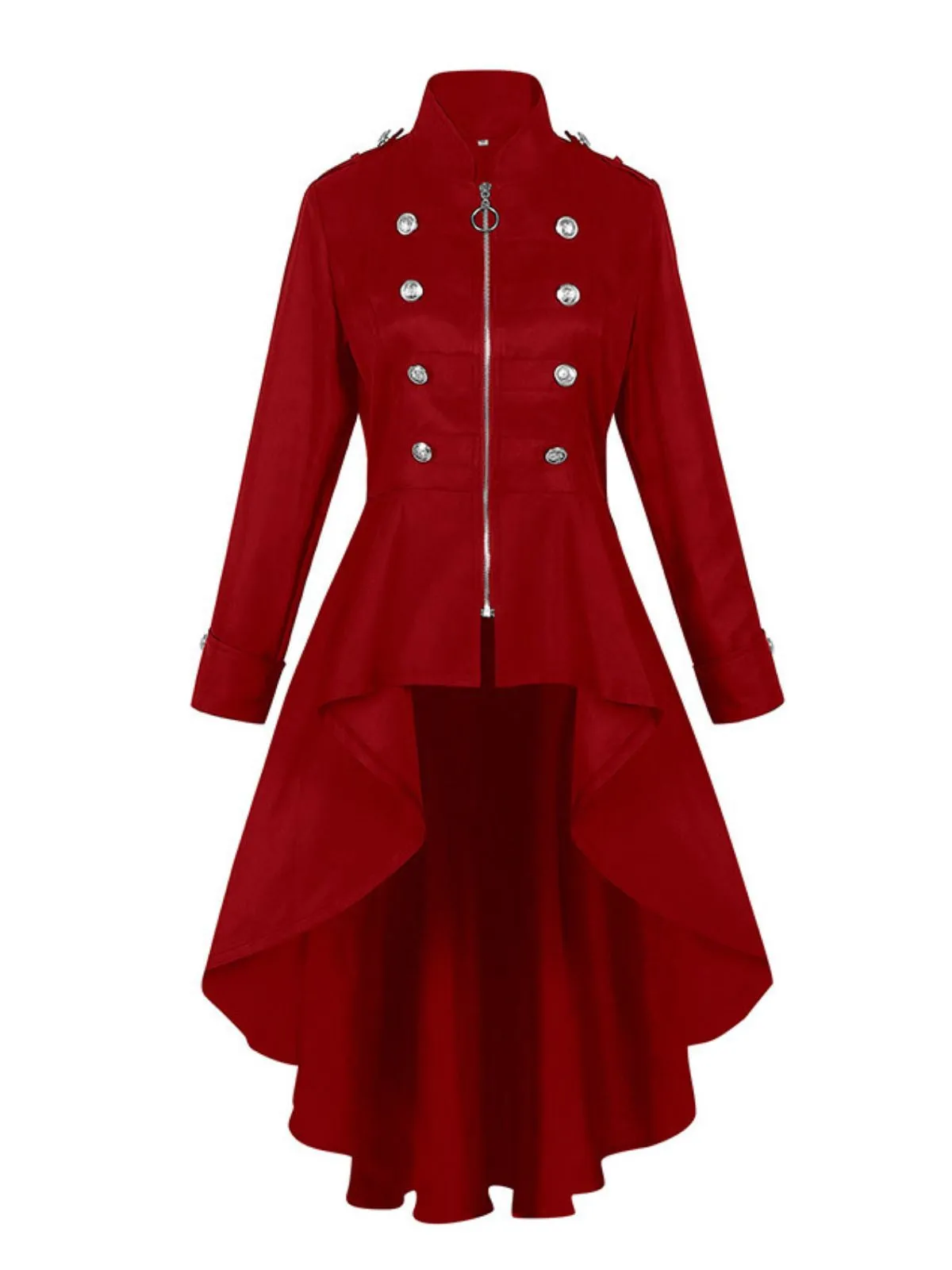 1950s Stand Collar Solid High-Low Hem Button Coat sold by Retro Stage product image thumbnail 5