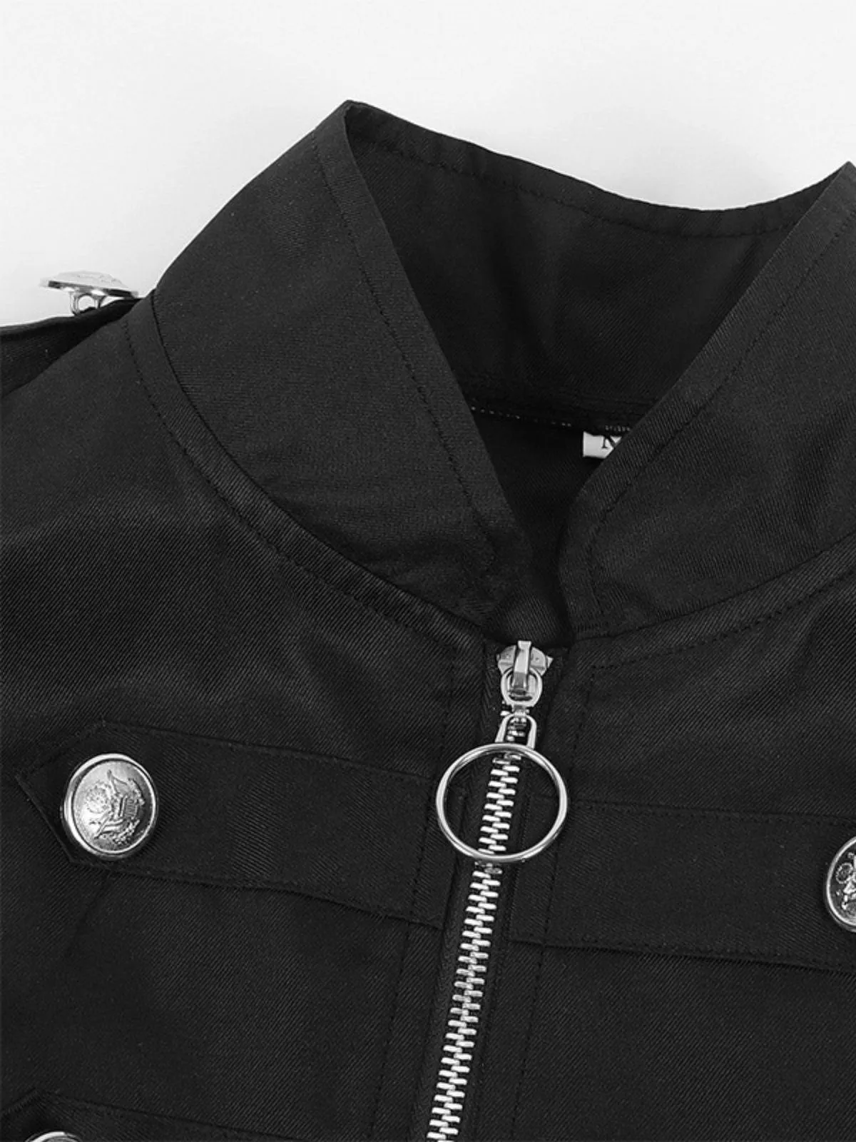 1950s Stand Collar Solid High-Low Hem Button Coat sold by Retro Stage product image thumbnail 3