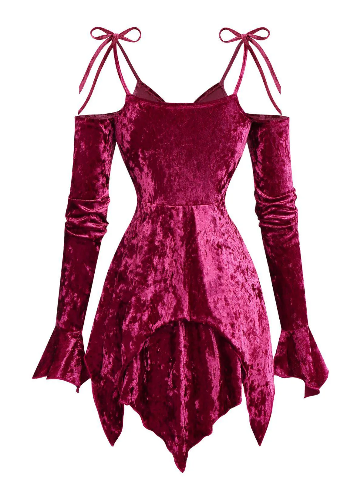 1960s Velvet Batwing Sleeve Irregular Hem Dress sold by Retro Stage product image thumbnail 4