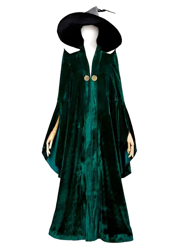 Green 1970s Halloween Velvet Witch Costume Cloak sold by Retro Stage