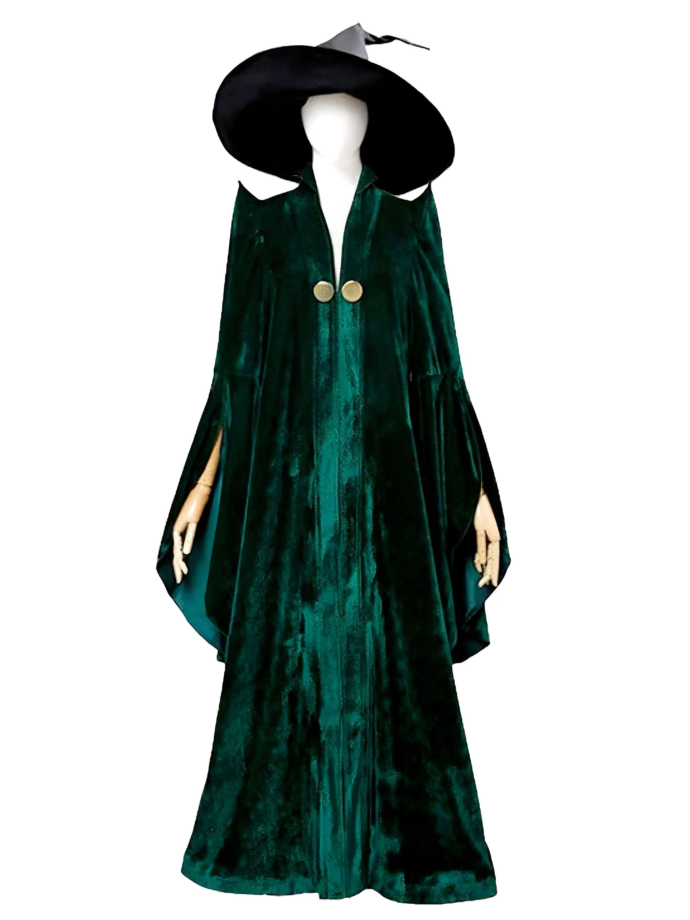 Green 1970s Halloween Velvet Witch Costume Cloak sold by Retro Stage