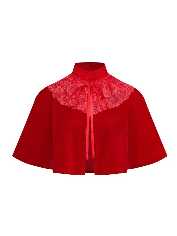 1950s Solid Lace Velvet Patchwork Cape sold by Retro Stage