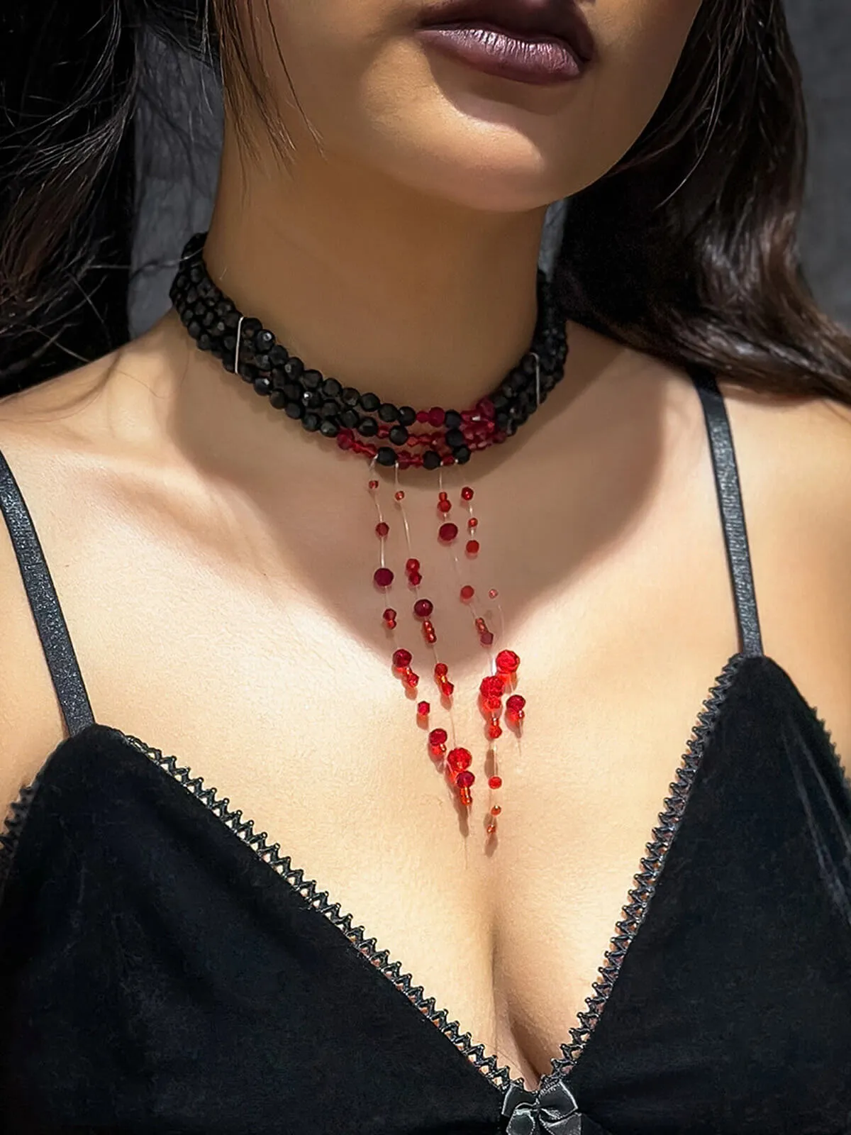 Halloween Gothic Crystal Blood Drop Necklace sold by Retro Stage product image thumbnail 4