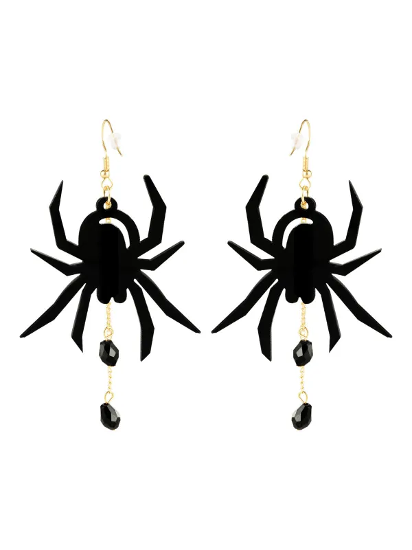 Halloween Black Spider Dangle Earrings sold by Retro Stage