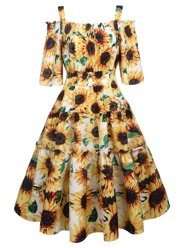 Yellow 1950s Sunflowers Prairie Dress sold by Retro Stage