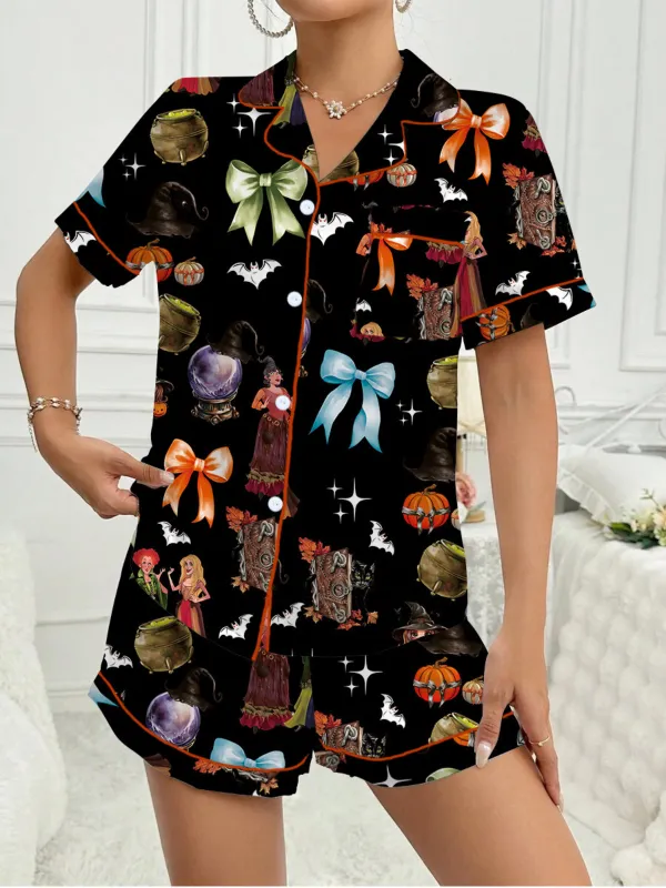 1970s Halloween Witch Print Satin Pajama Set sold by Retro Stage