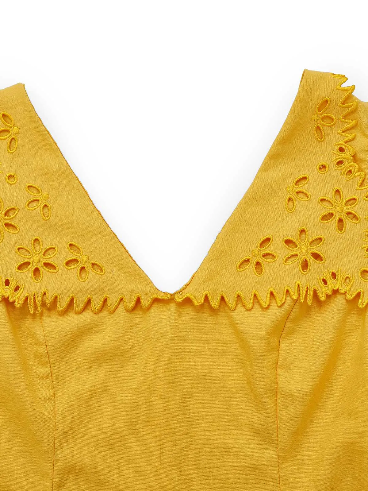 Yellow 1960s Cutout Floral Sleeveless Blouse sold by Retro Stage product image thumbnail 3